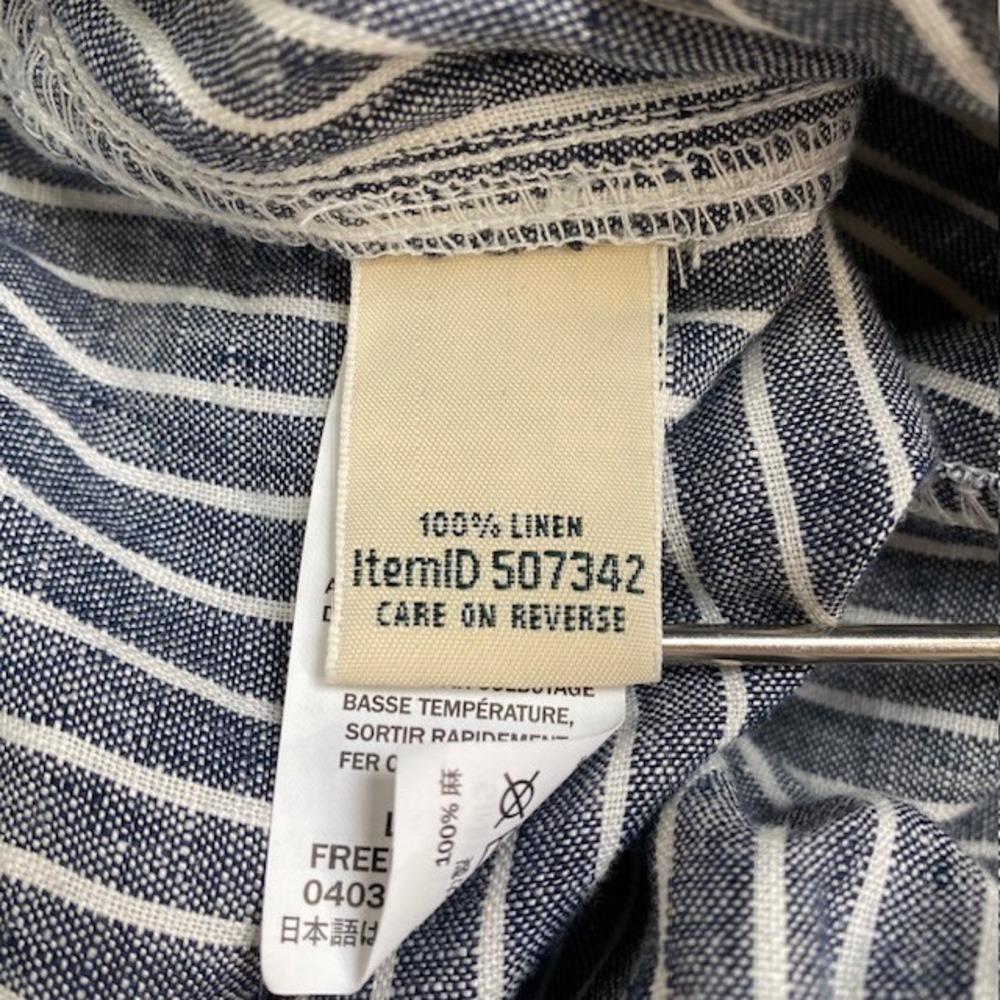 L.L.Bean Women's Linen Striped Cropped Wide Leg Pants Blue White Size 16 - Picture 8 of 9